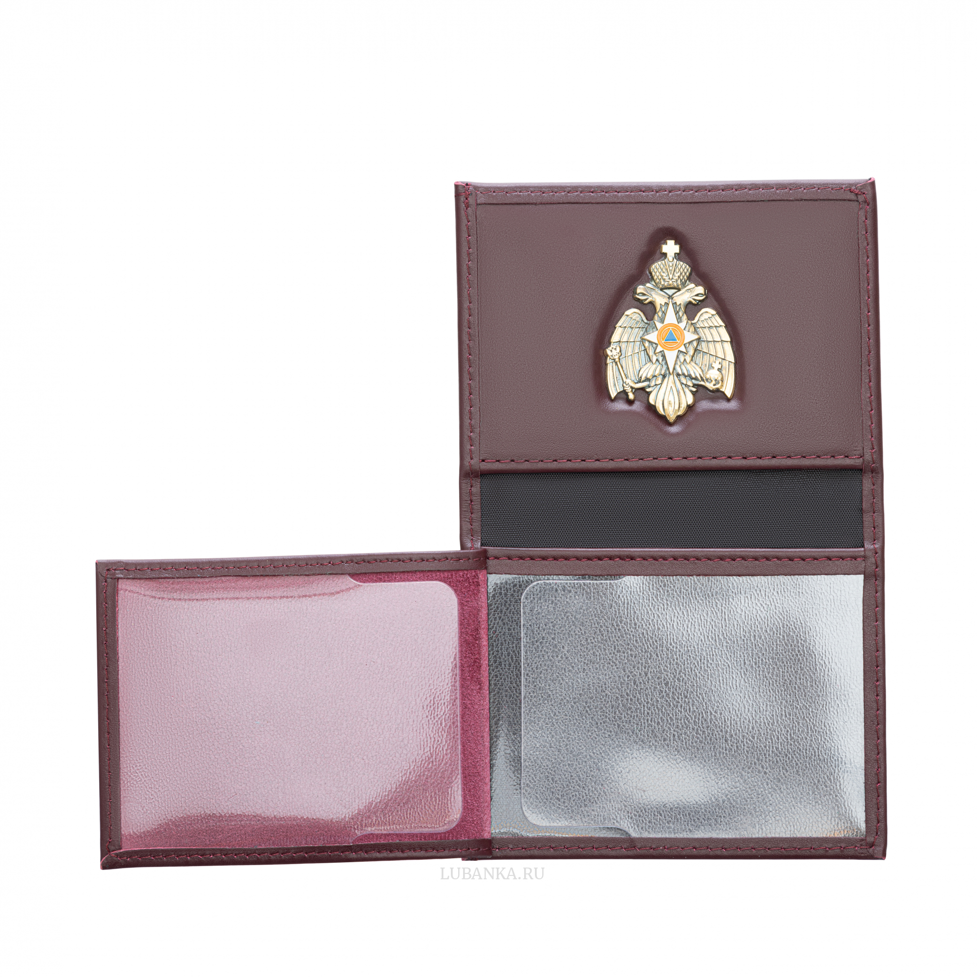 Обложка для удостоверения МЧС с жетоном бордовая