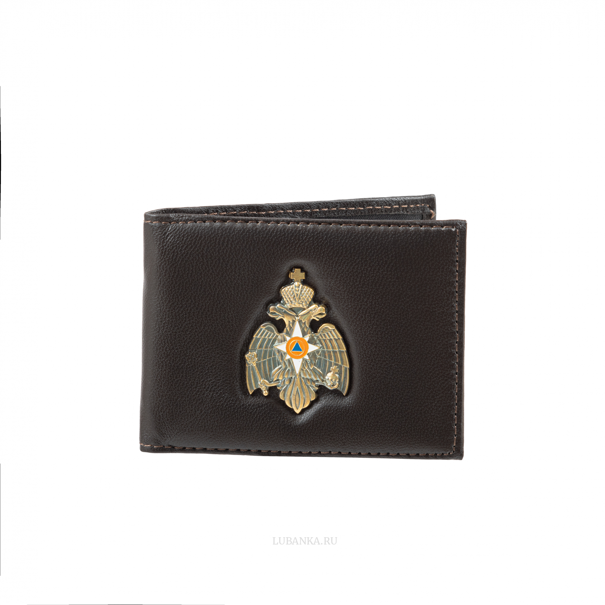 Обложка для удостоверения МЧС с жетоном узкая пухлая коричневая