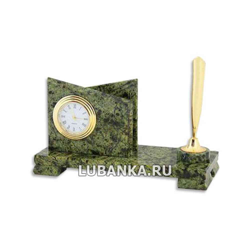 Настольный набор для руководителя «Часы» из камня