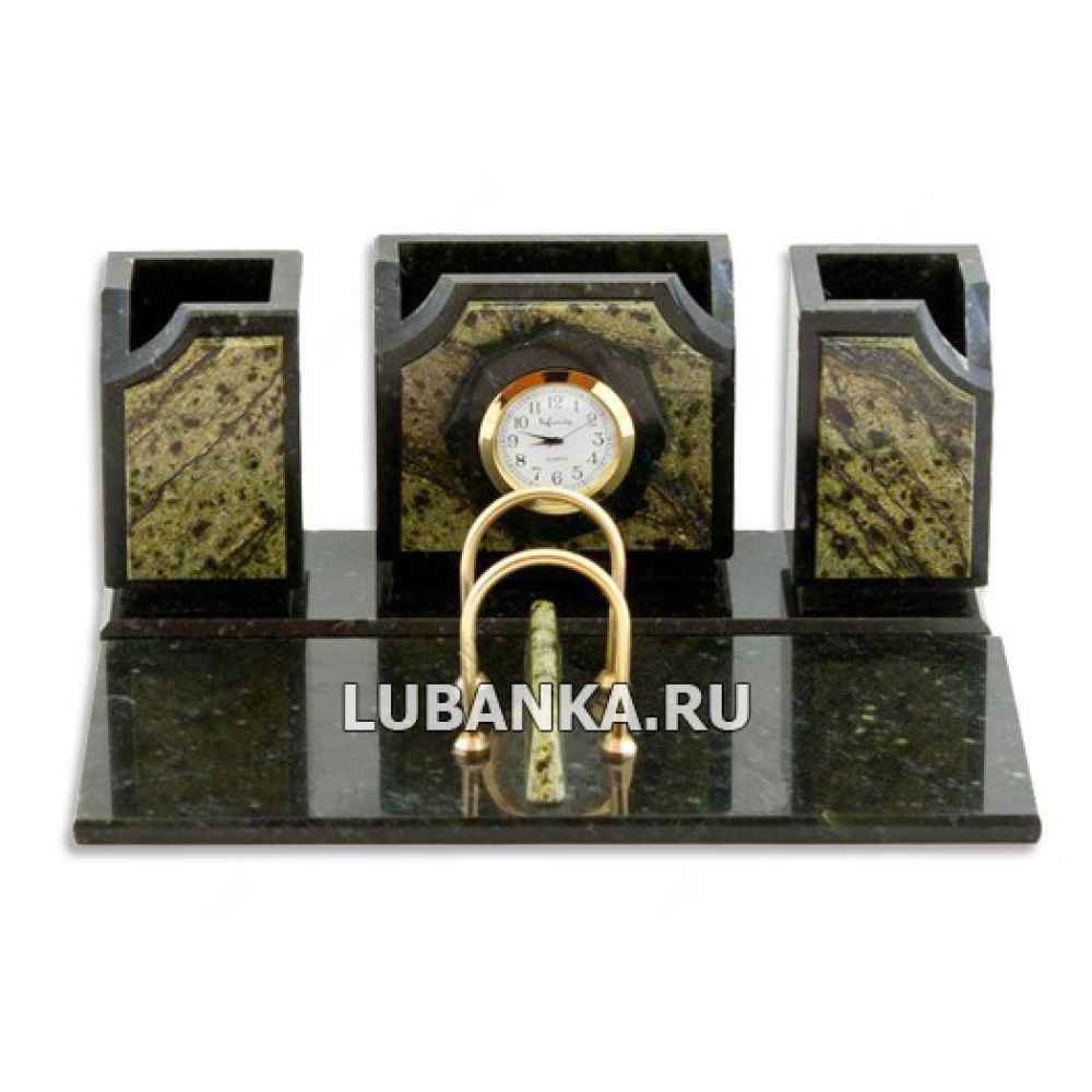 Настольный набор для руководителя «Часы» из камня