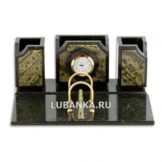 Настольный набор для руководителя «Часы» из камня