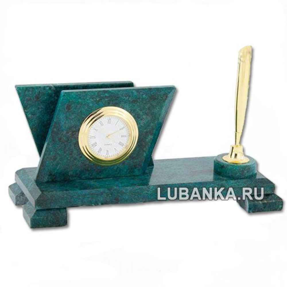 Настольный набор для руководителя «Часы» из камня