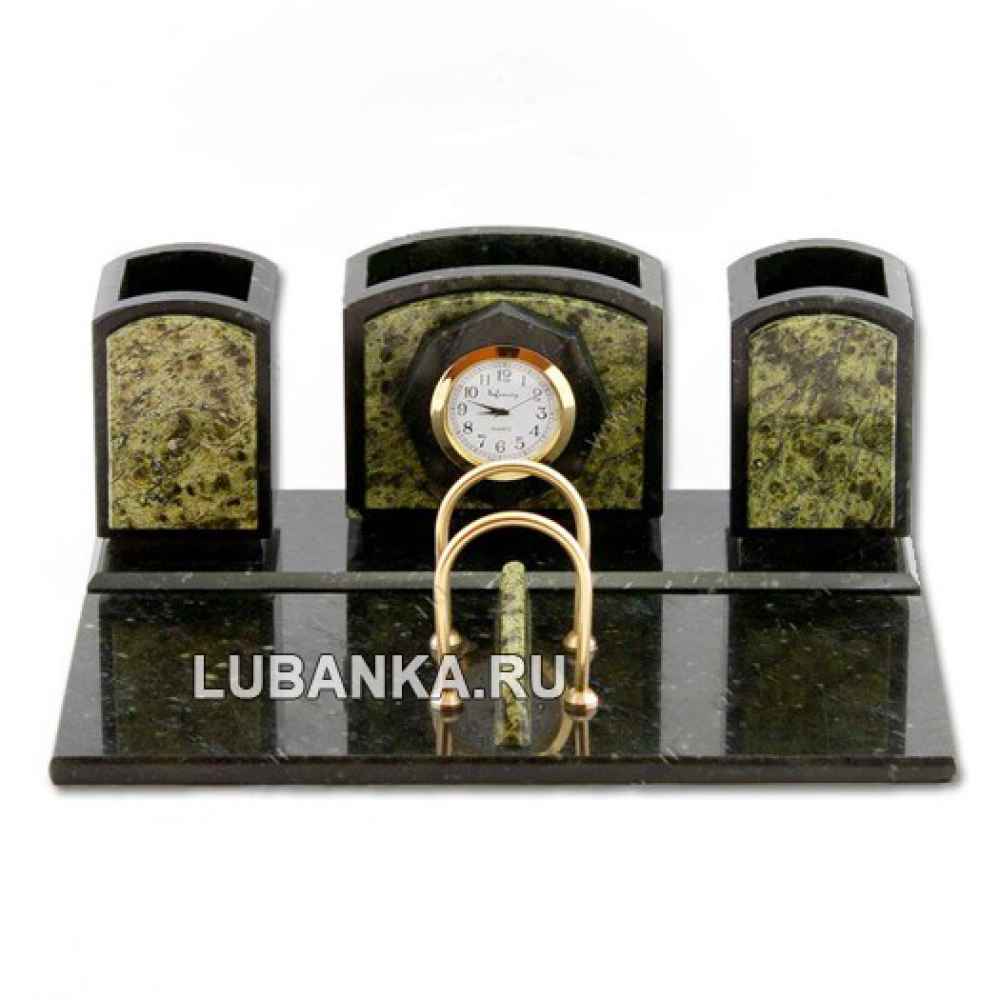 Настольный набор для руководителя «Часы» из камня