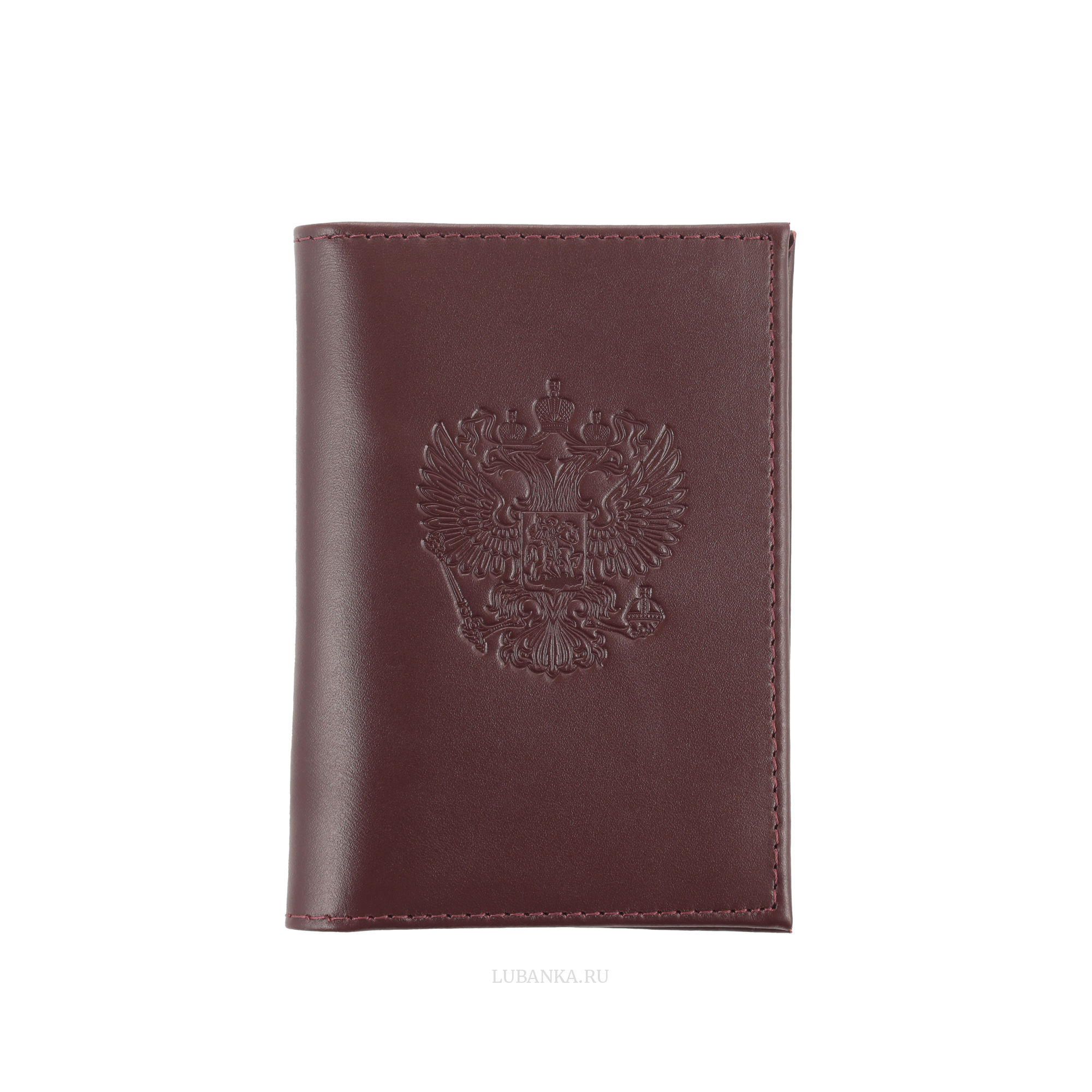 Обложка для автодокументов Россия с жетоном бордовая